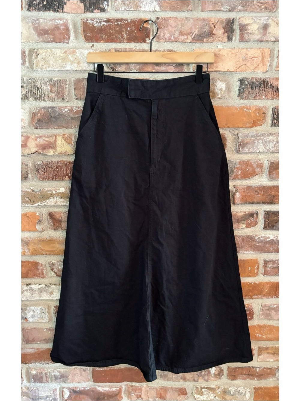 Uniqlo Black Cotton Denim Maxi Skirt, 4